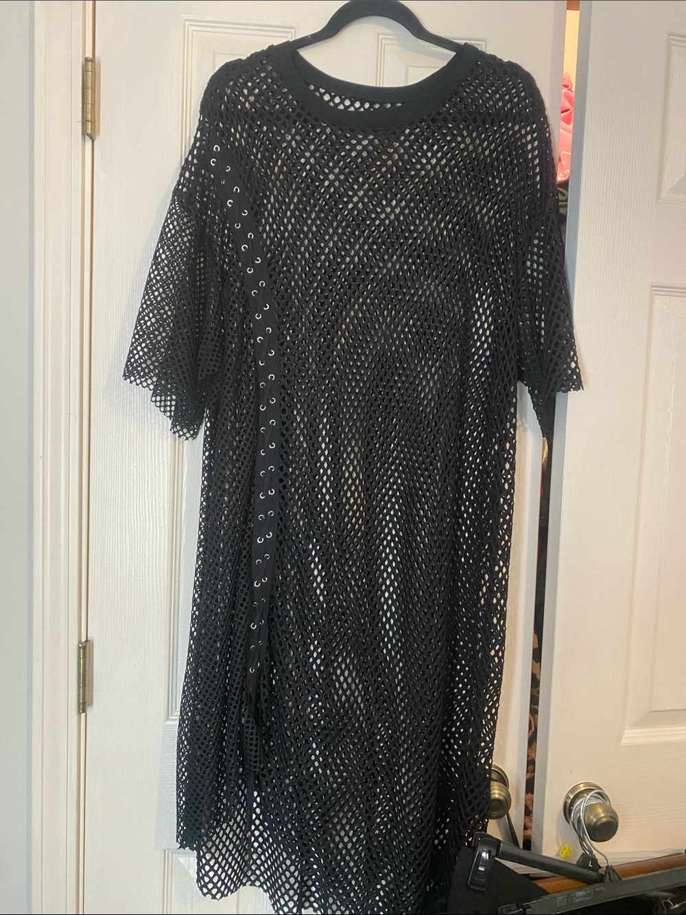 ROMWE Black Mesh Eyelet Dress